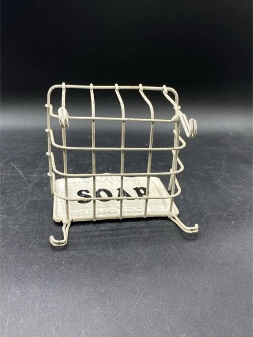 Soap Metal Wall Hanging Rack Dish Shabby Chic Farmhouse - Picture 3 of 11